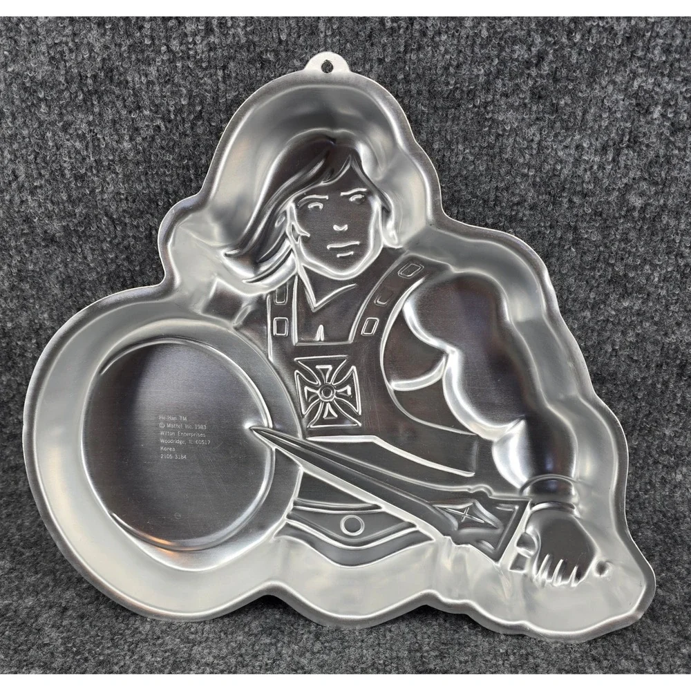 Wilton He-Man Cake Pan Vintage 1983 Silver Aluminum MOTU Masters of the Universe